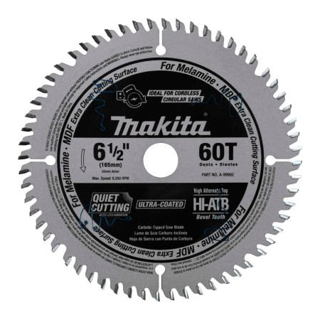 Makita Makita Carbide-Tipped Cordless Plunge Saw Blade, MDF, Laminate, 6-1/2inDia, 60 TPI A-99982